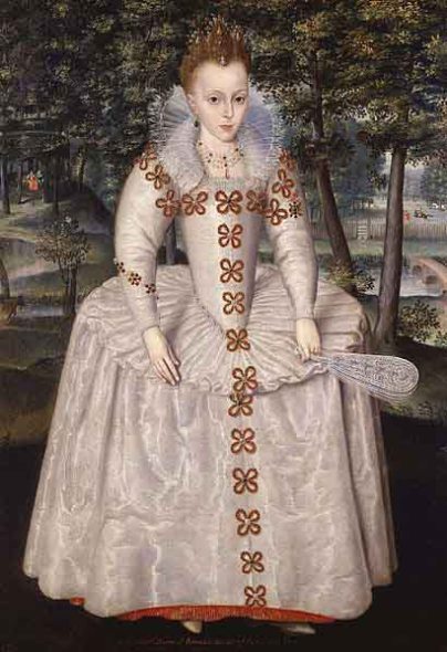 Princess Elizabeth of Bohemia, daughter of James 1. Artist: Robert Peake the Elder 1551-1619. Photographer@ Weiss Gallery. National Portrait Gallery, London. Wikimedia Commons. Public Domain.