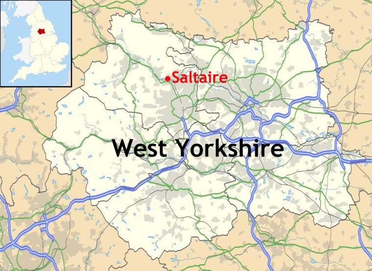 Location of Saltaire in West Yorkshire