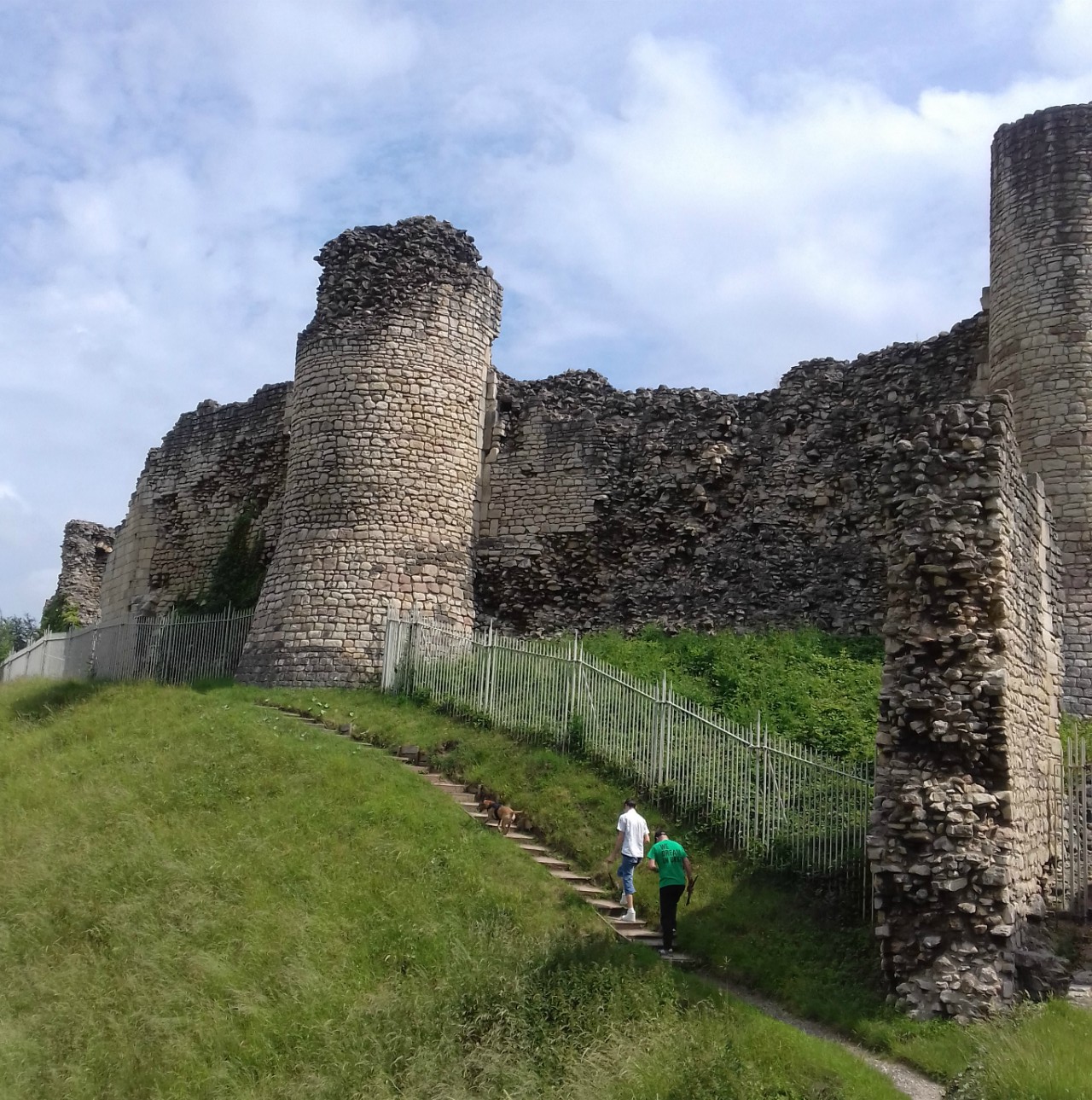 The outside of the inner bailey wall